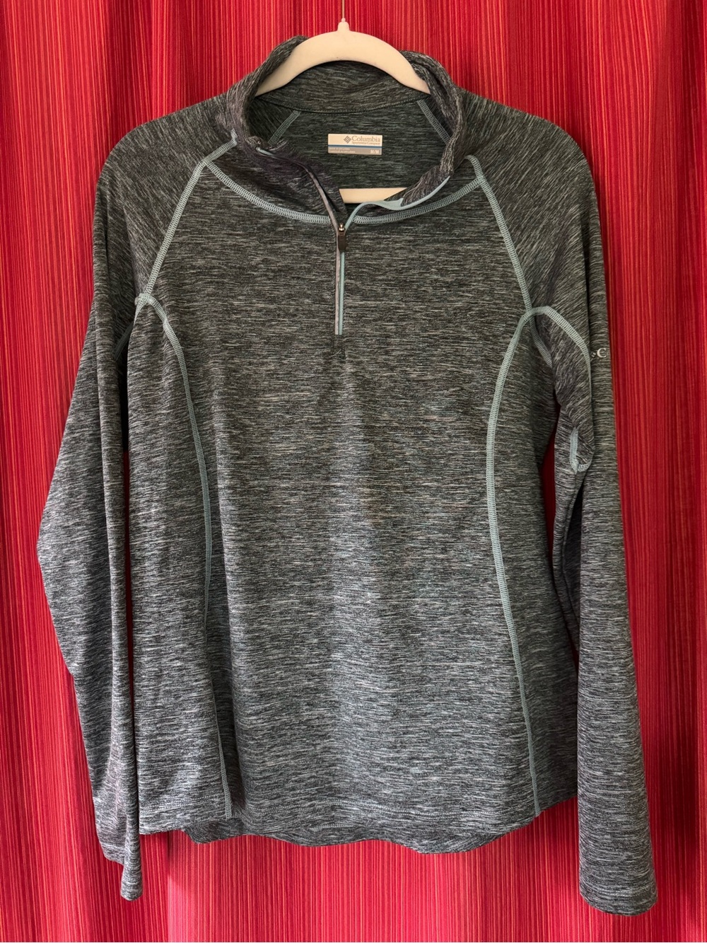 Columbia Women's Heather Green Gray Quarter-Zip Pullover Size Medium Reflective